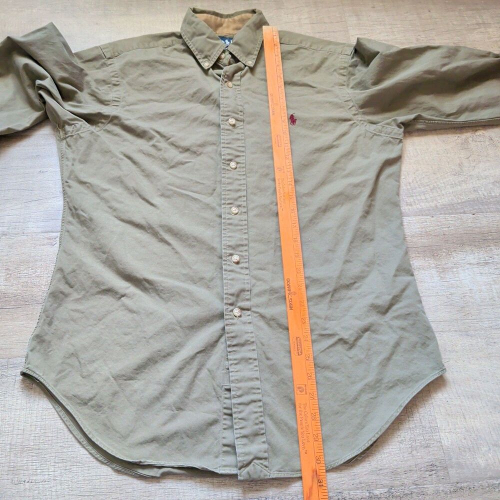 Vintage 90’s polo Ralph Lauren Country Shirt Men’s Size M Beige Elbow Patched - Picture 5 of 6